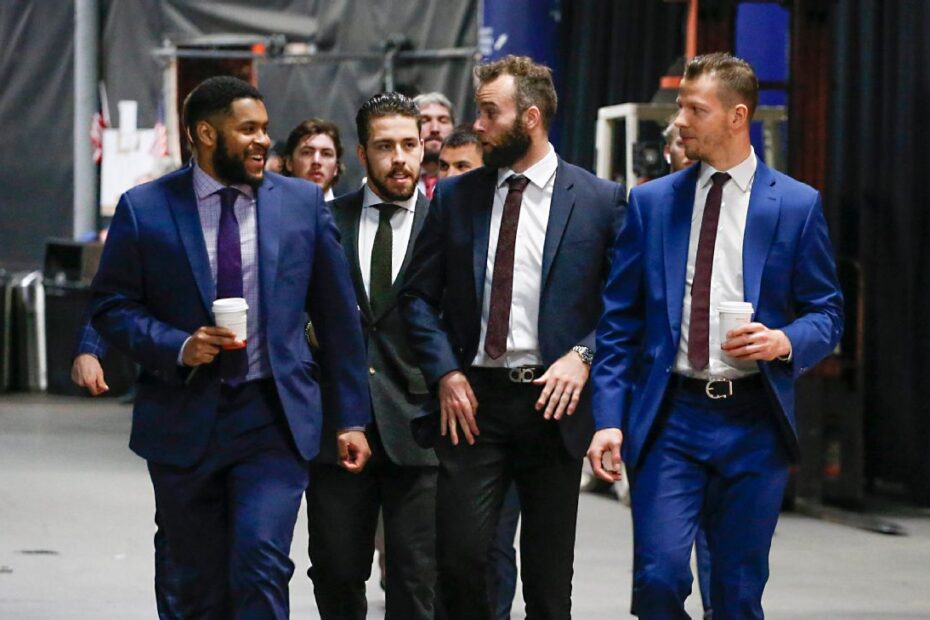 hockey player wearing suits